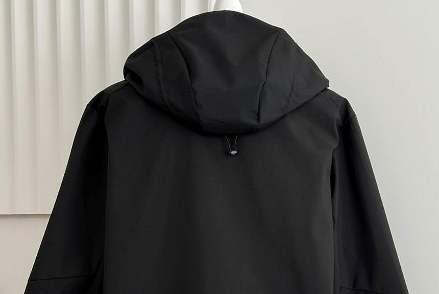 Hooded Plain Zip-Up Shell Jacket Product Image