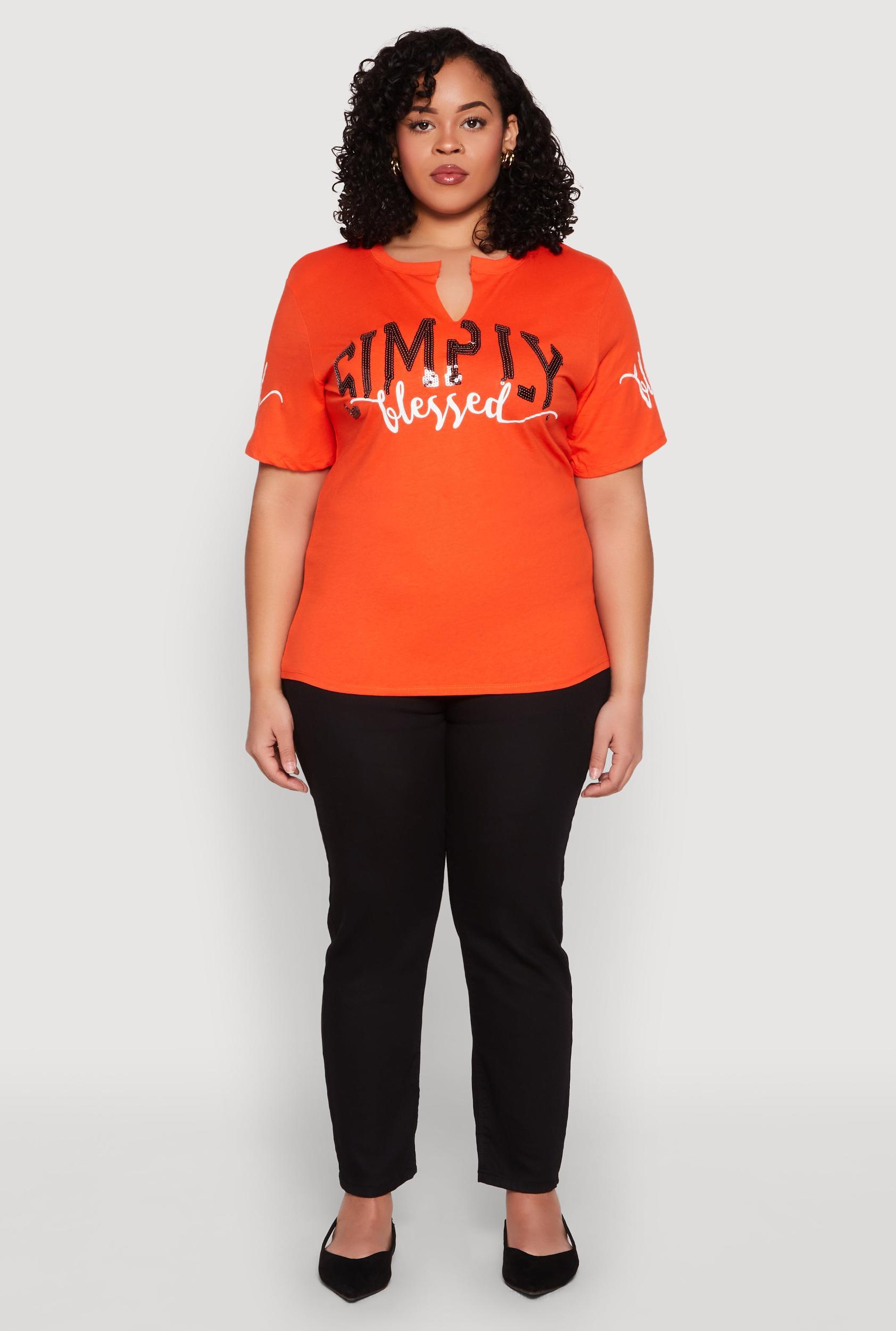 Womens Plus Size Sequin Simply Blessed Graphic Tee Product Image