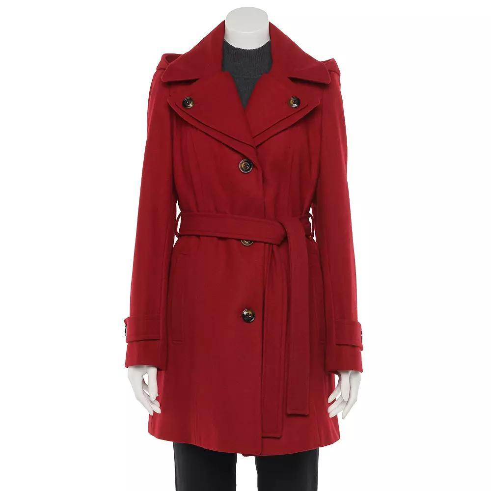 Women's TOWER by London Fog Wool Blend Trench Coat, Size: Large, Red Product Image