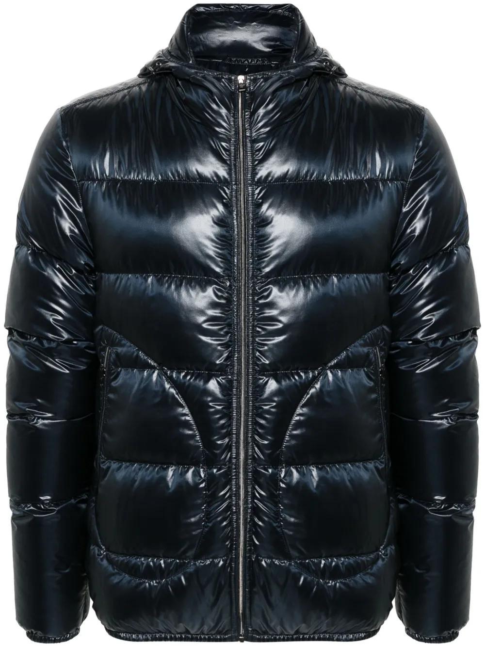 HERNO Hooded Puffer Jacket In Blue Product Image