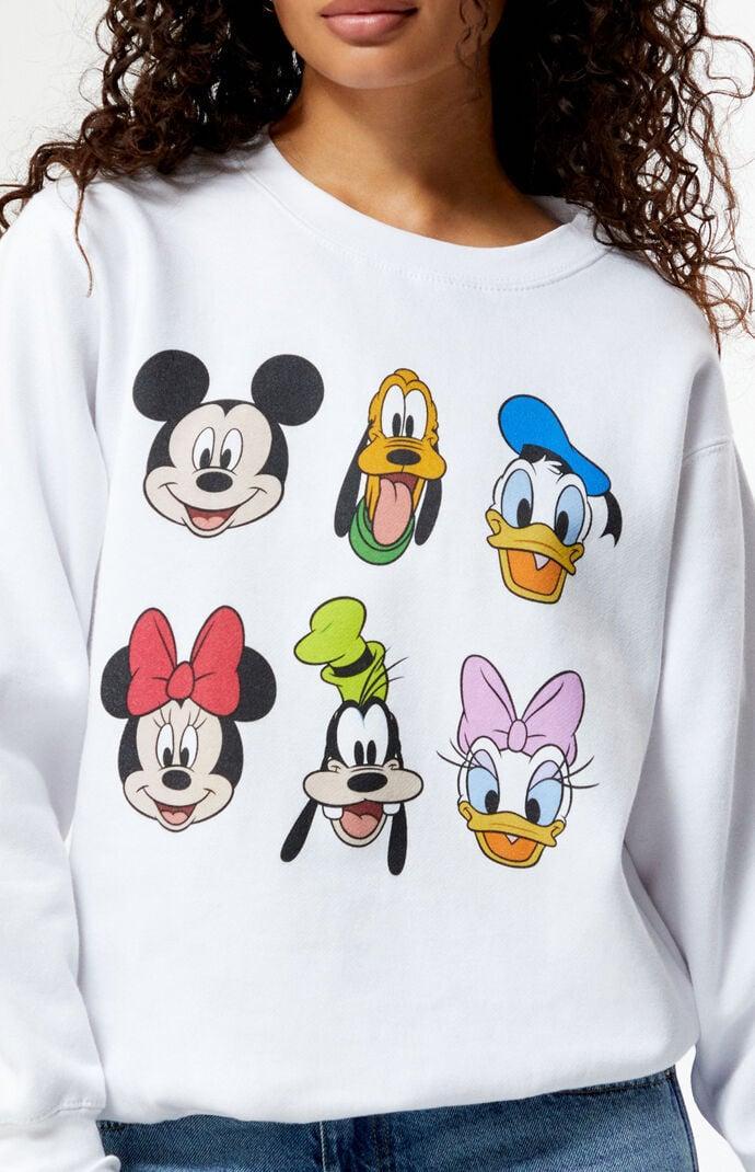 Disney's Mickey & Friends Men's Group Shot Heads Sweatshirt, Size: Medium, White Product Image