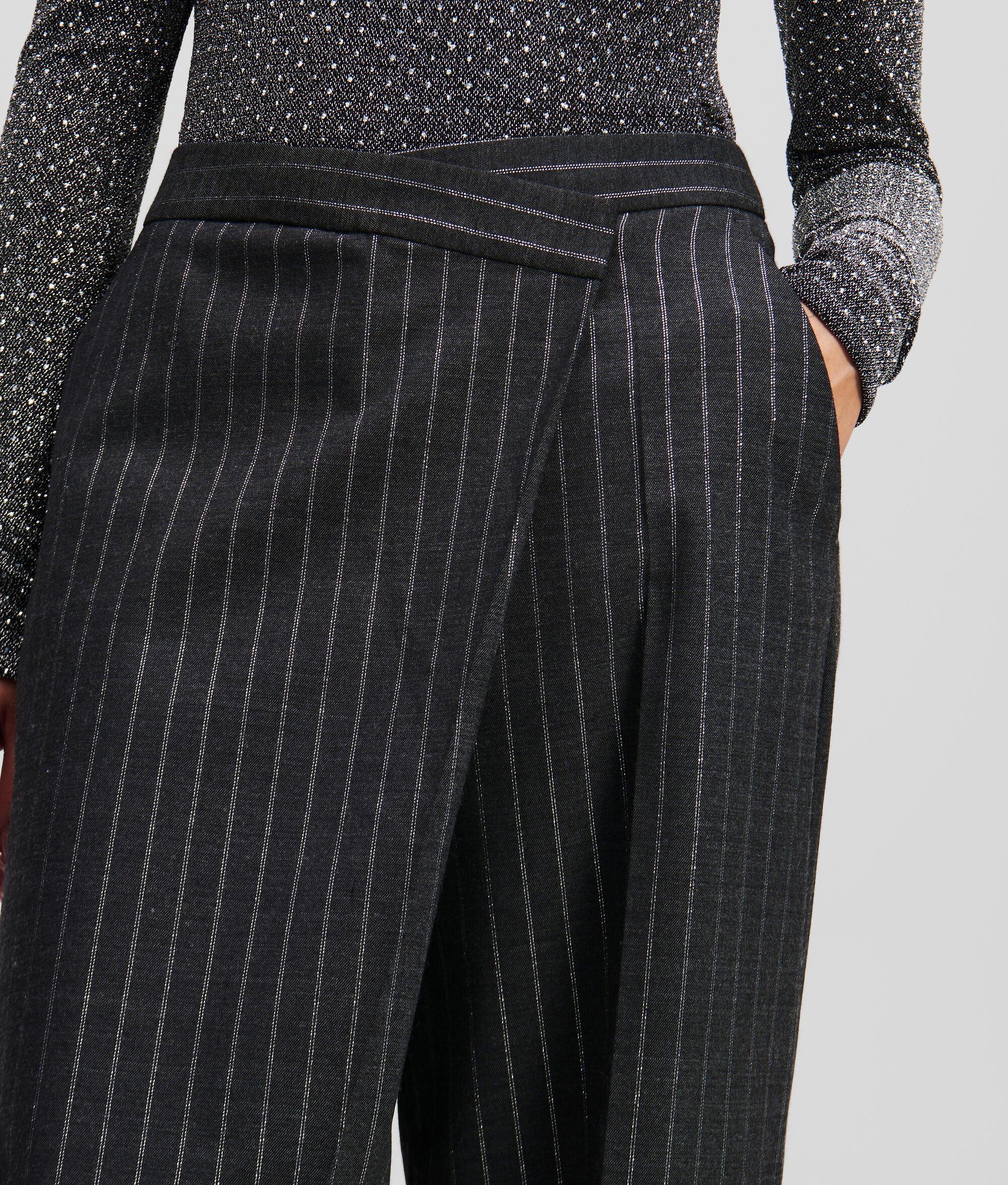 METALLIC PINSTRIPE WRAP PANTS Product Image