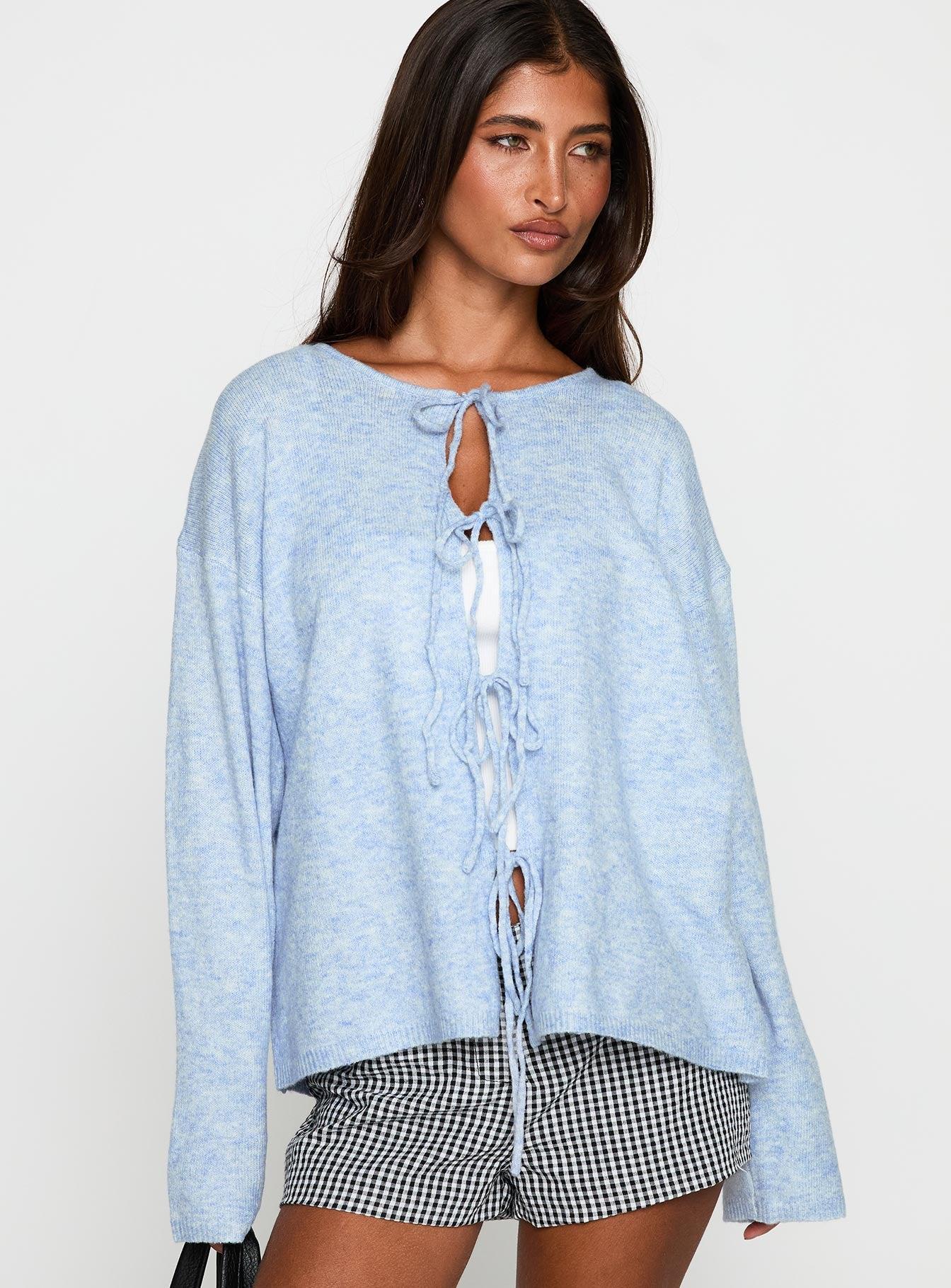 Frosty Knit Cardigan Blue Product Image