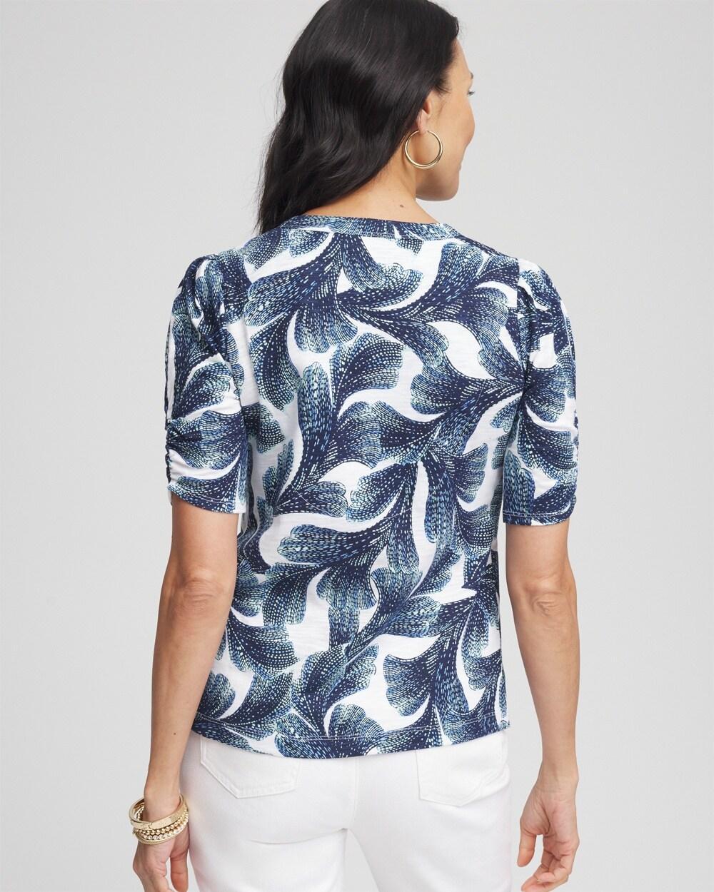 Shirred Sleeve Henley Tee Product Image