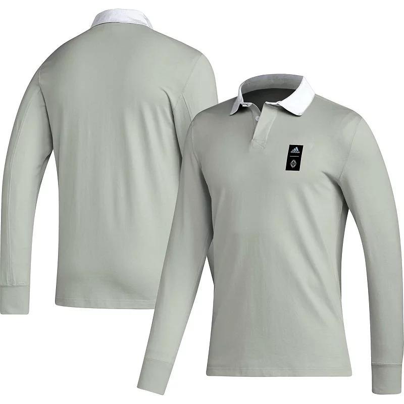 Mens adidas 2023 Player Gray Sporting Kansas City Travel Long Sleeve Polo Product Image