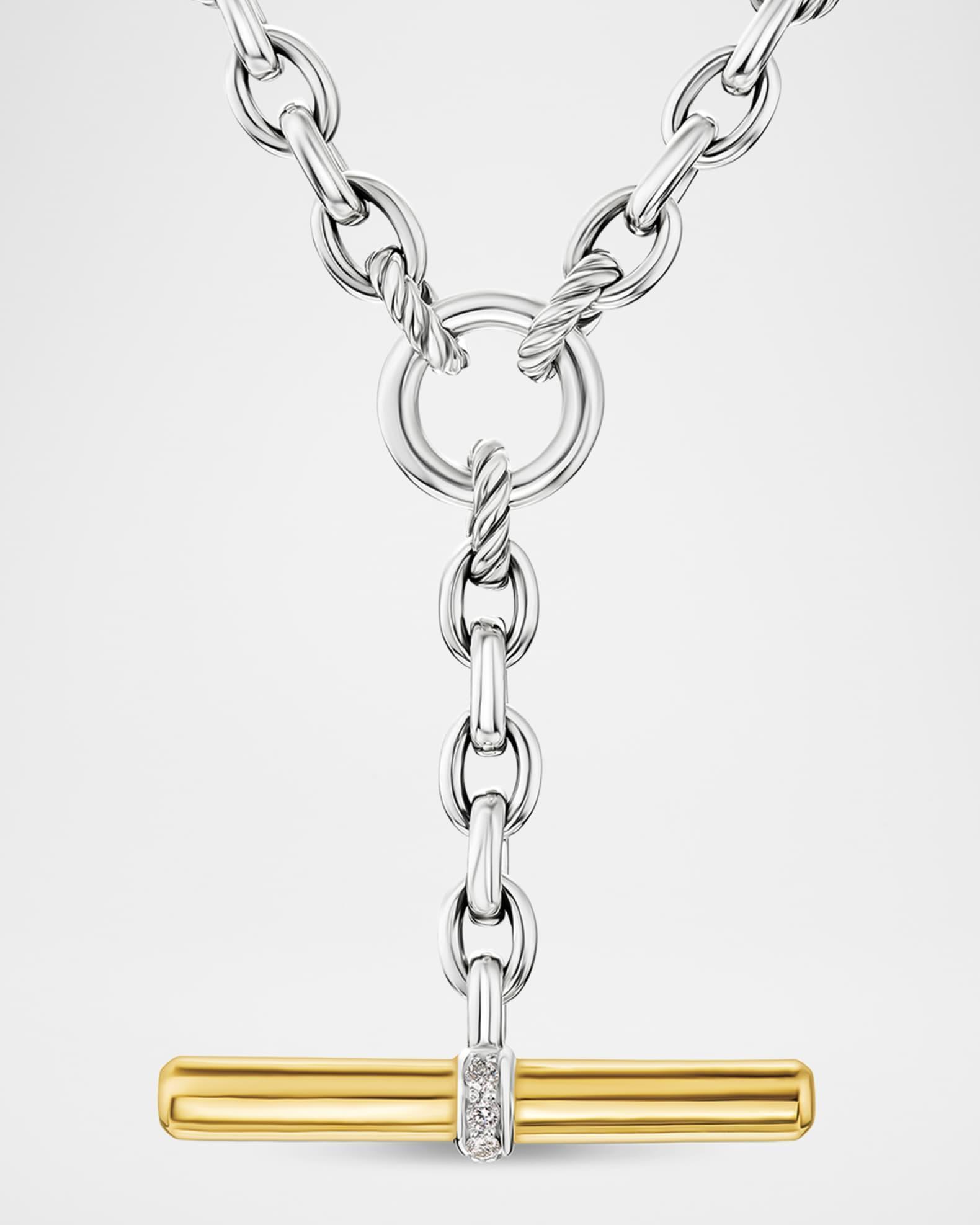 DY Mercer Petite Toggle Necklace with Diamonds and 18K Gold in Silver, 5mm Product Image
