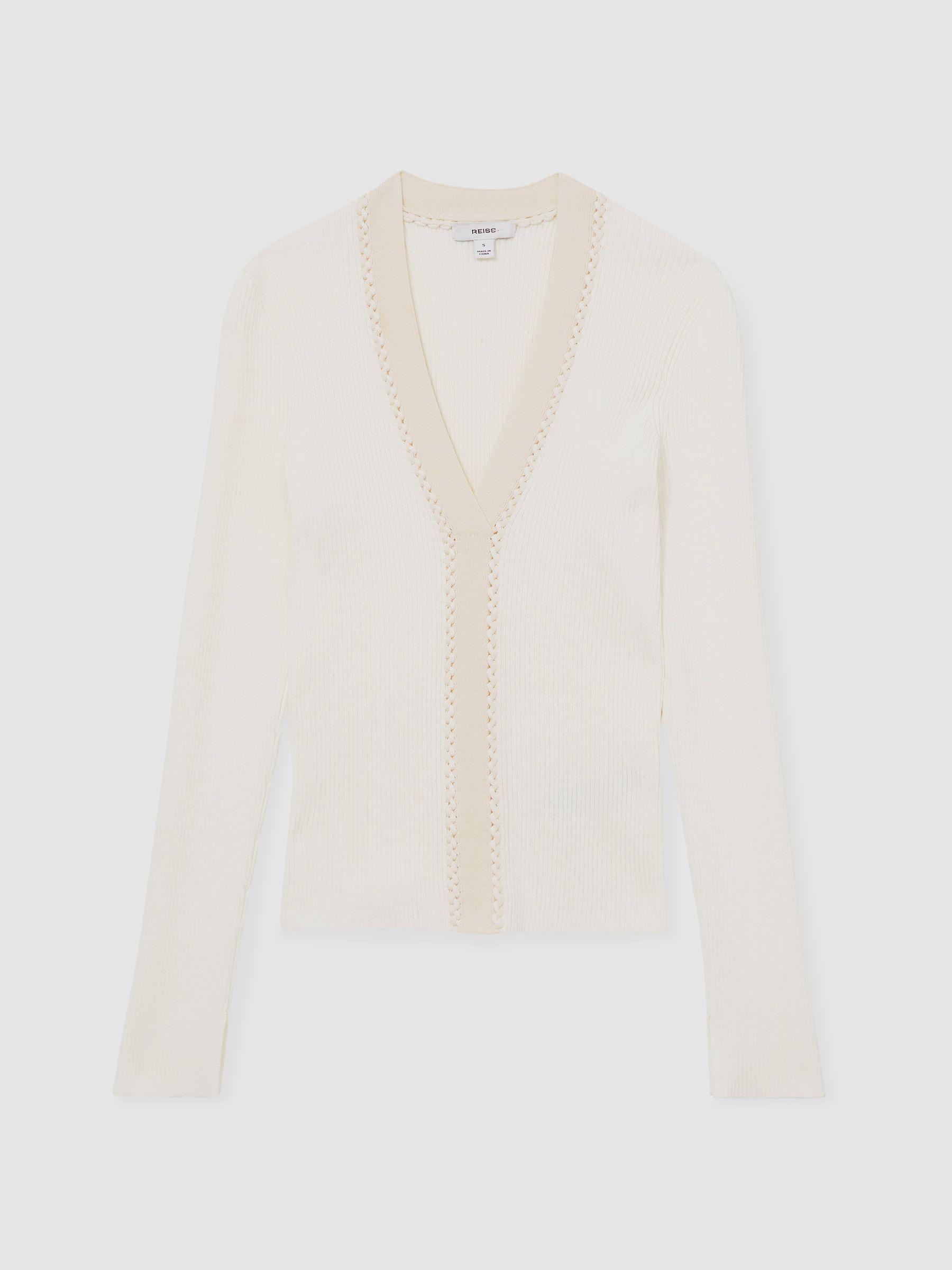 Craft-Stitch Rib-Knit Top in Ivory Product Image