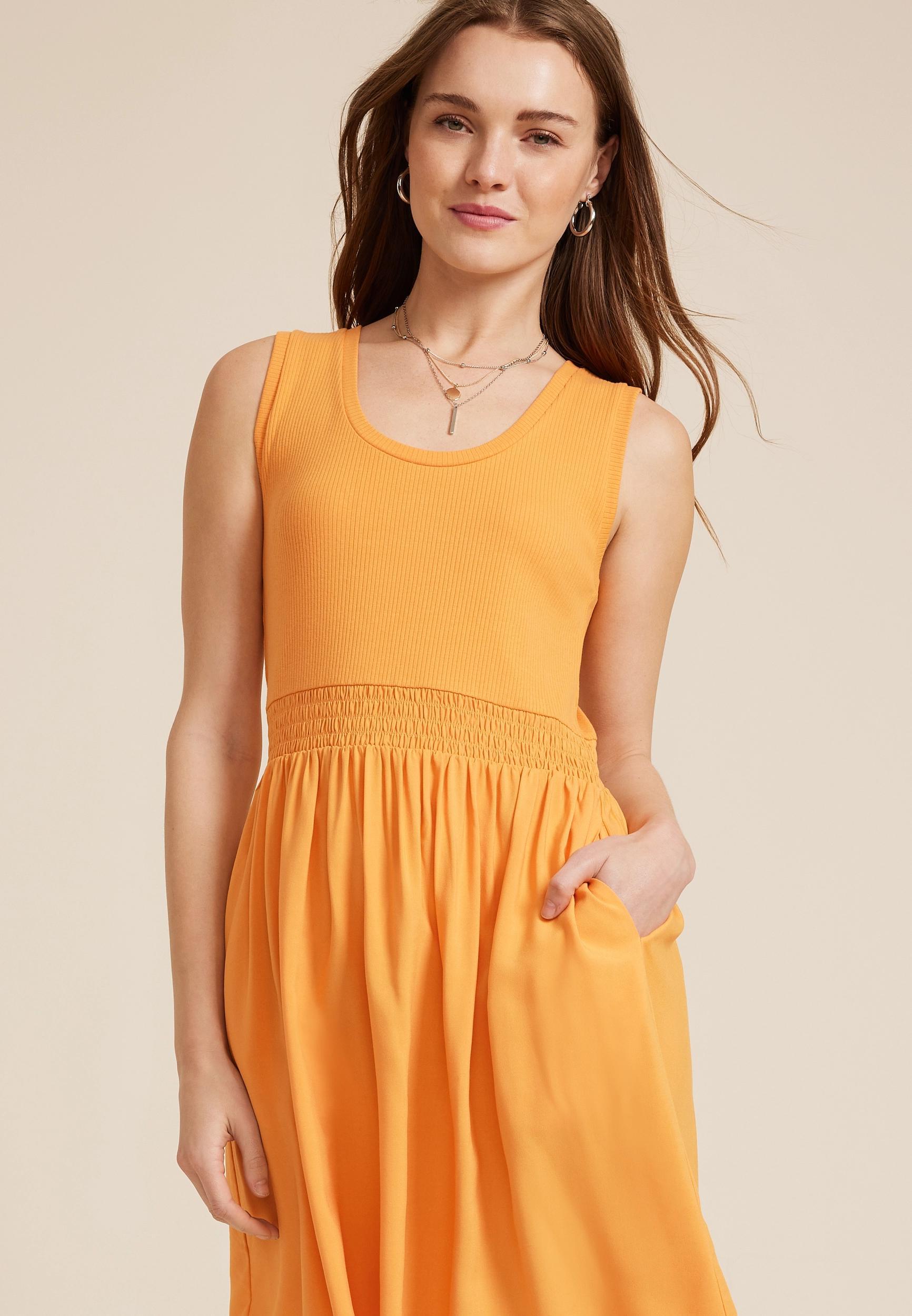 Maurices Womens Mixed Media Skater Dress Pink Size X Small Product Image