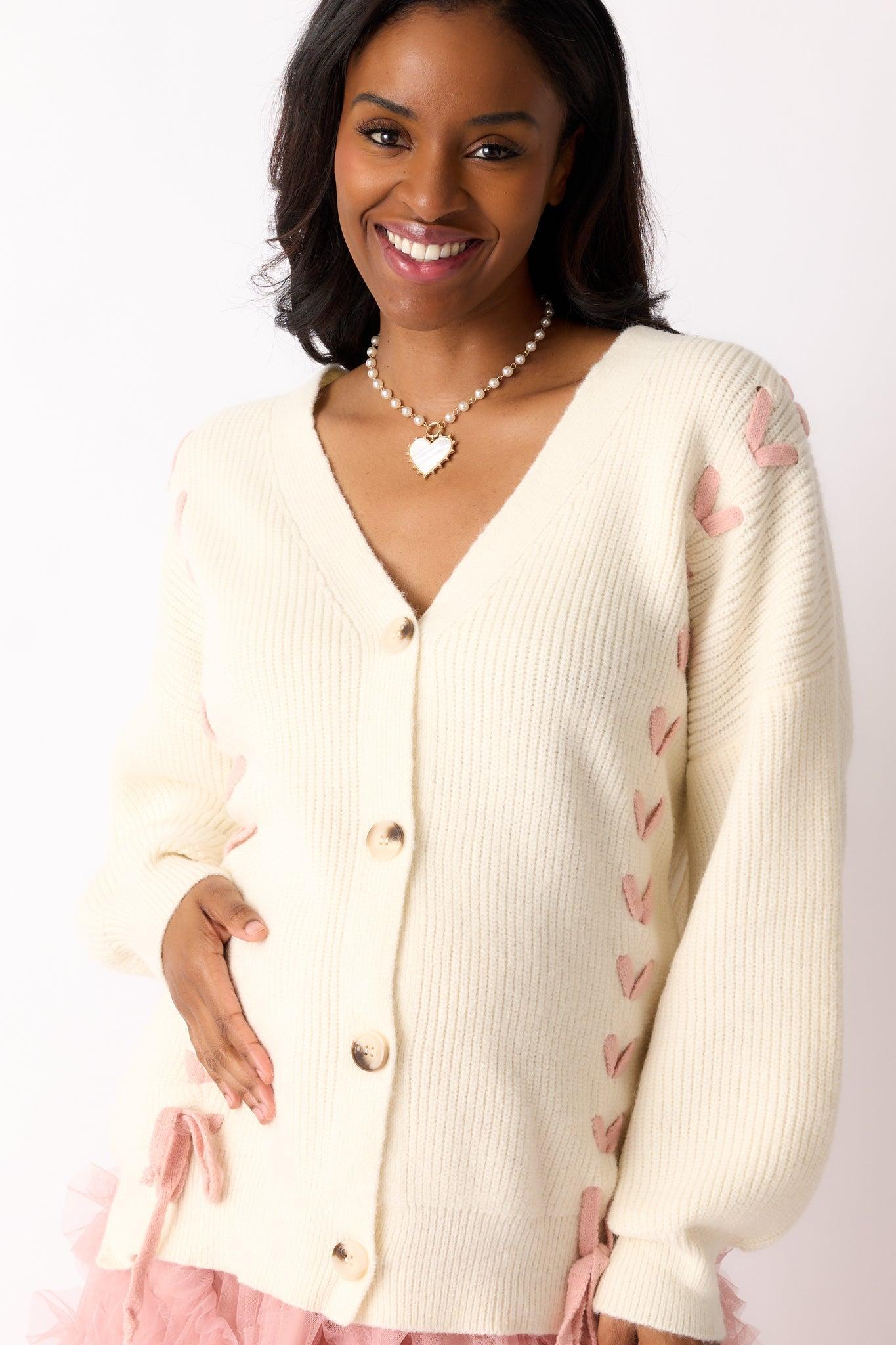 Stitched With Love Ivory Knit Cardigan Product Image