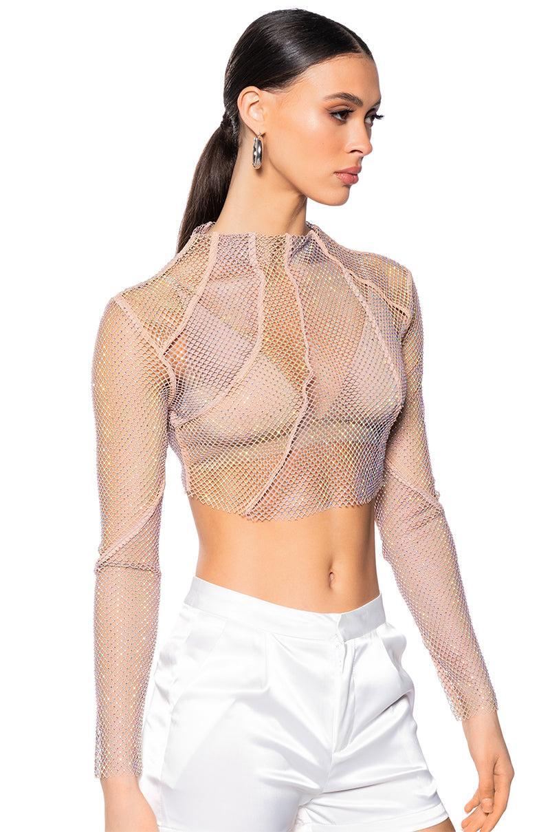 AZARIA RHINESTONE MESH TOP Product Image