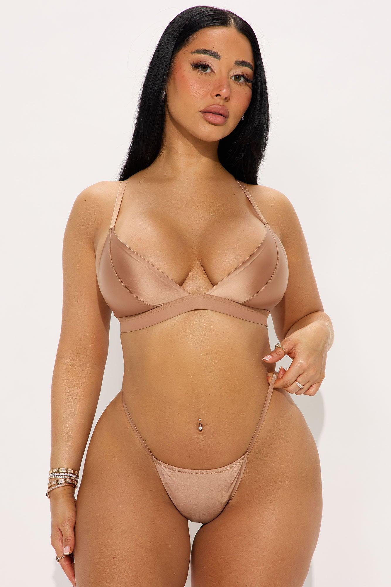 Too Smooth Satin Thong Panty - Nude Product Image