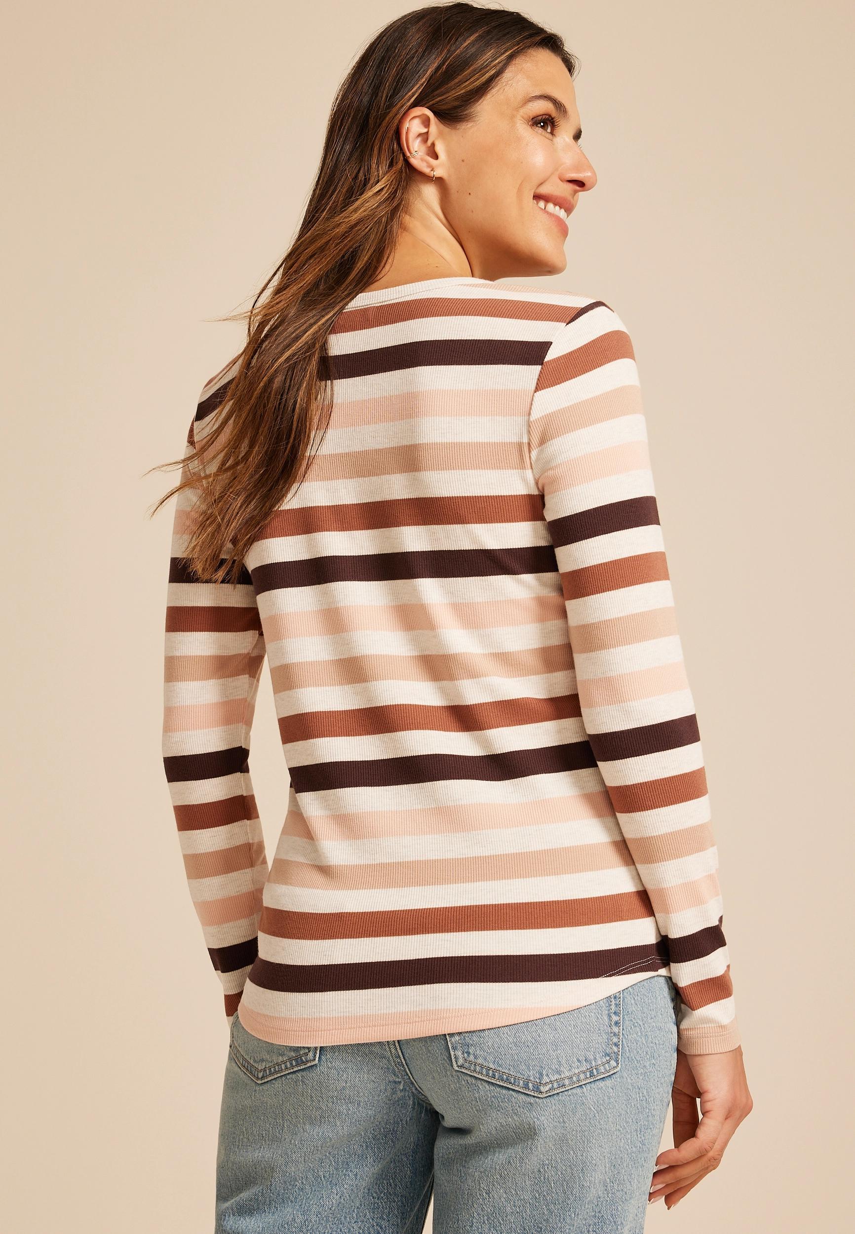 Heartland Striped Henley Long Sleeve Tee Product Image