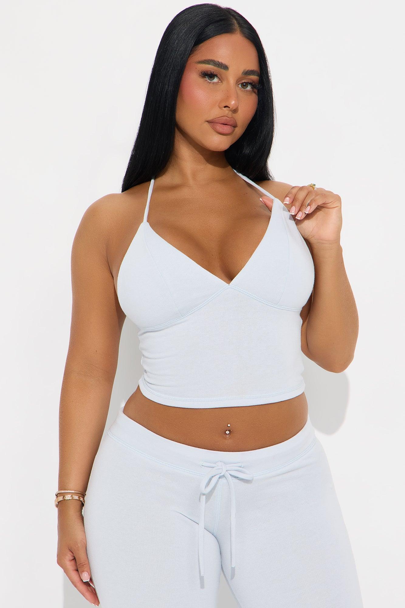 Unwind Time Halter Pant Set - Light Blue Product Image
