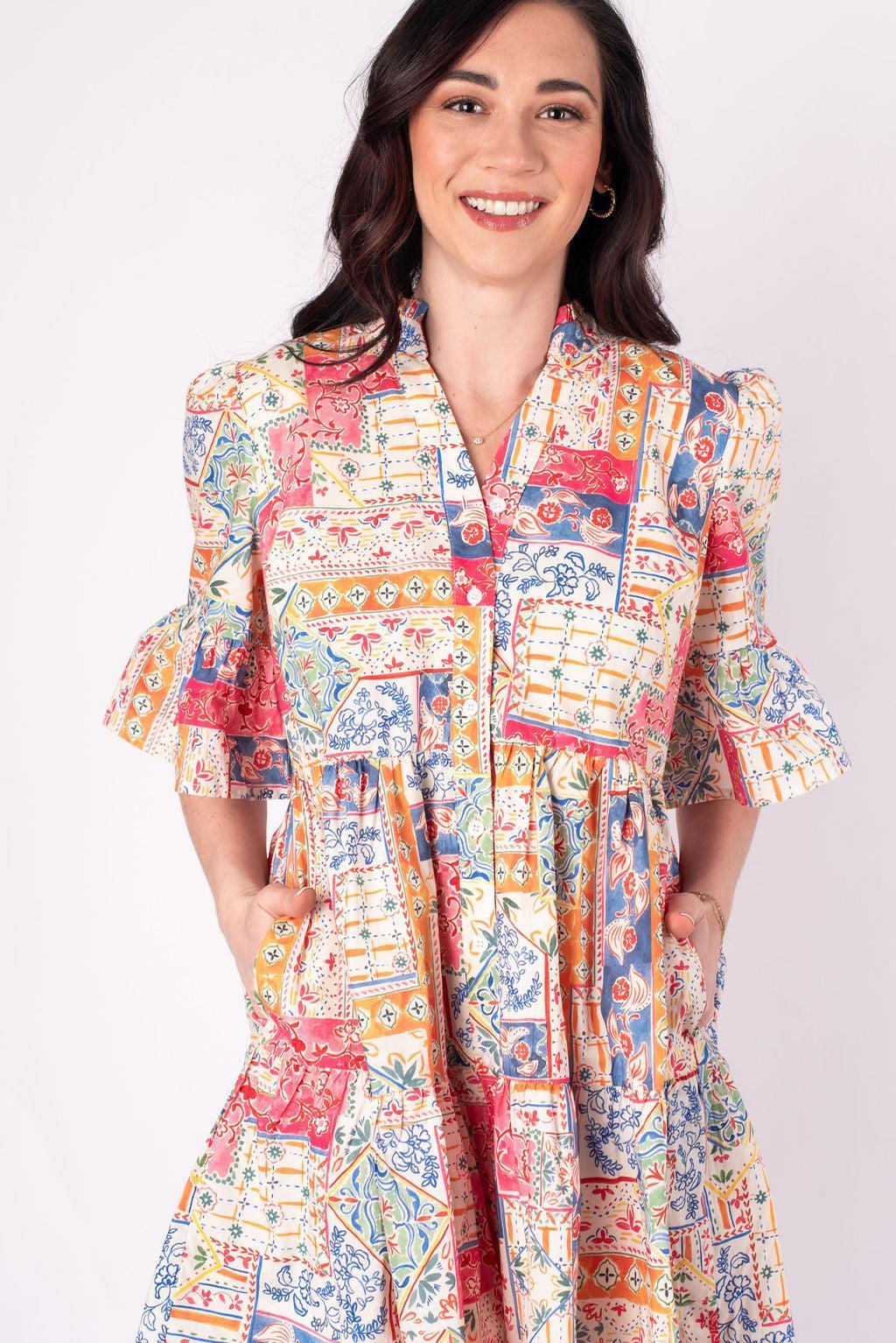 Jane V-Neck Mini Dress Product Image