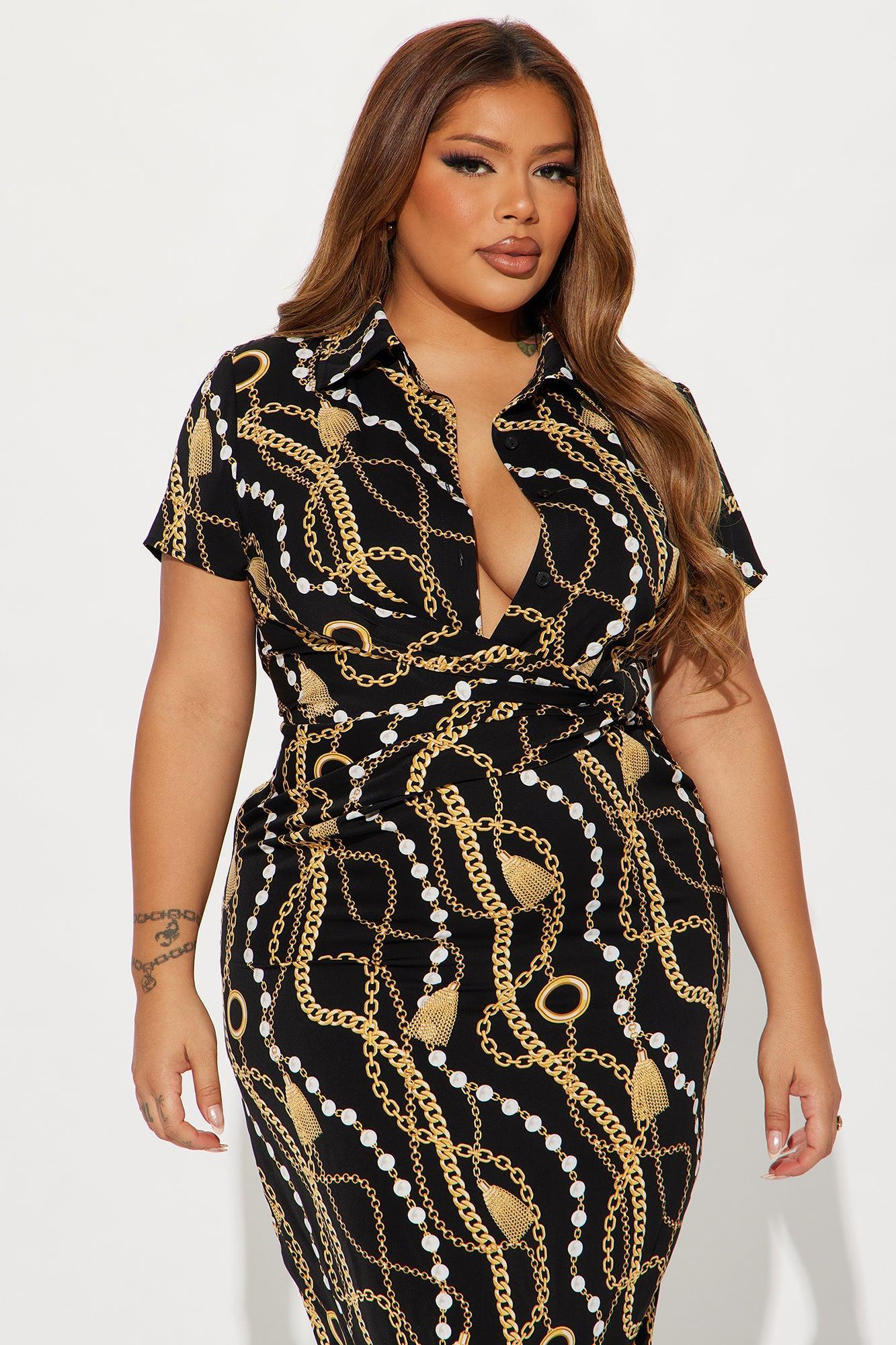 Break the Chain Ankle Maxi Dress - Black/combo Product Image