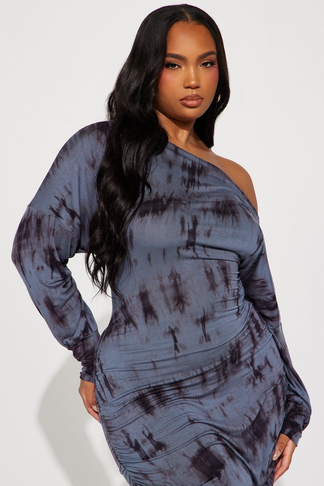 Hailey One Shoulder Midi Dress - Denim Product Image