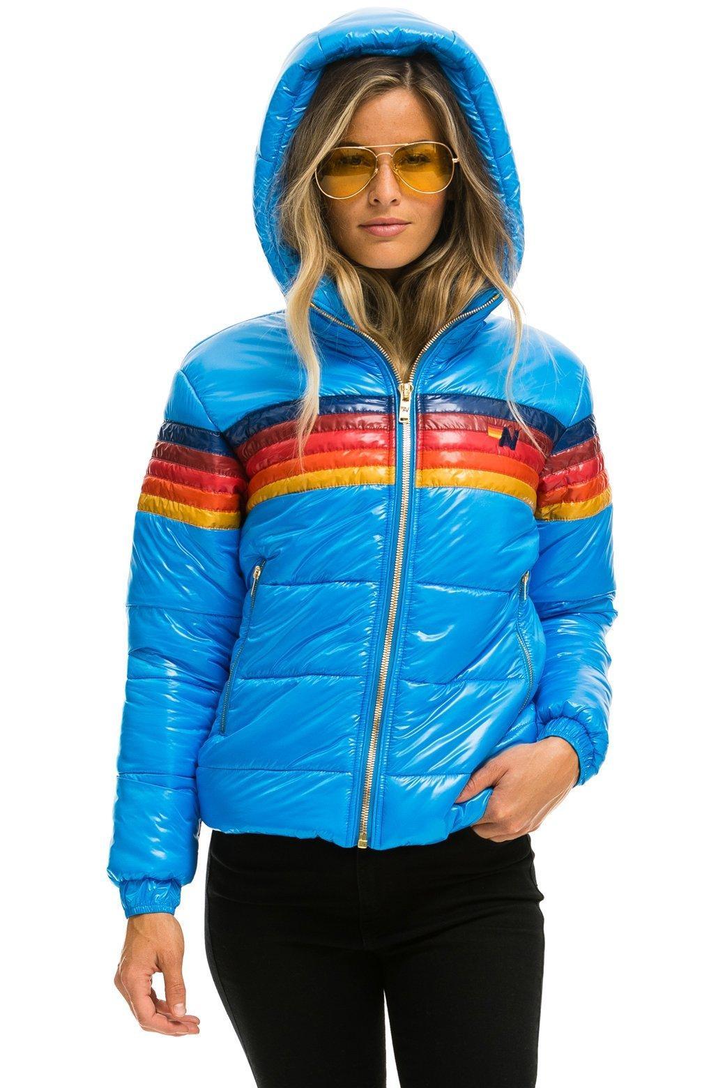 5 STRIPE LUXE TREKKER JACKET - GLOSSY BLUE Female Product Image