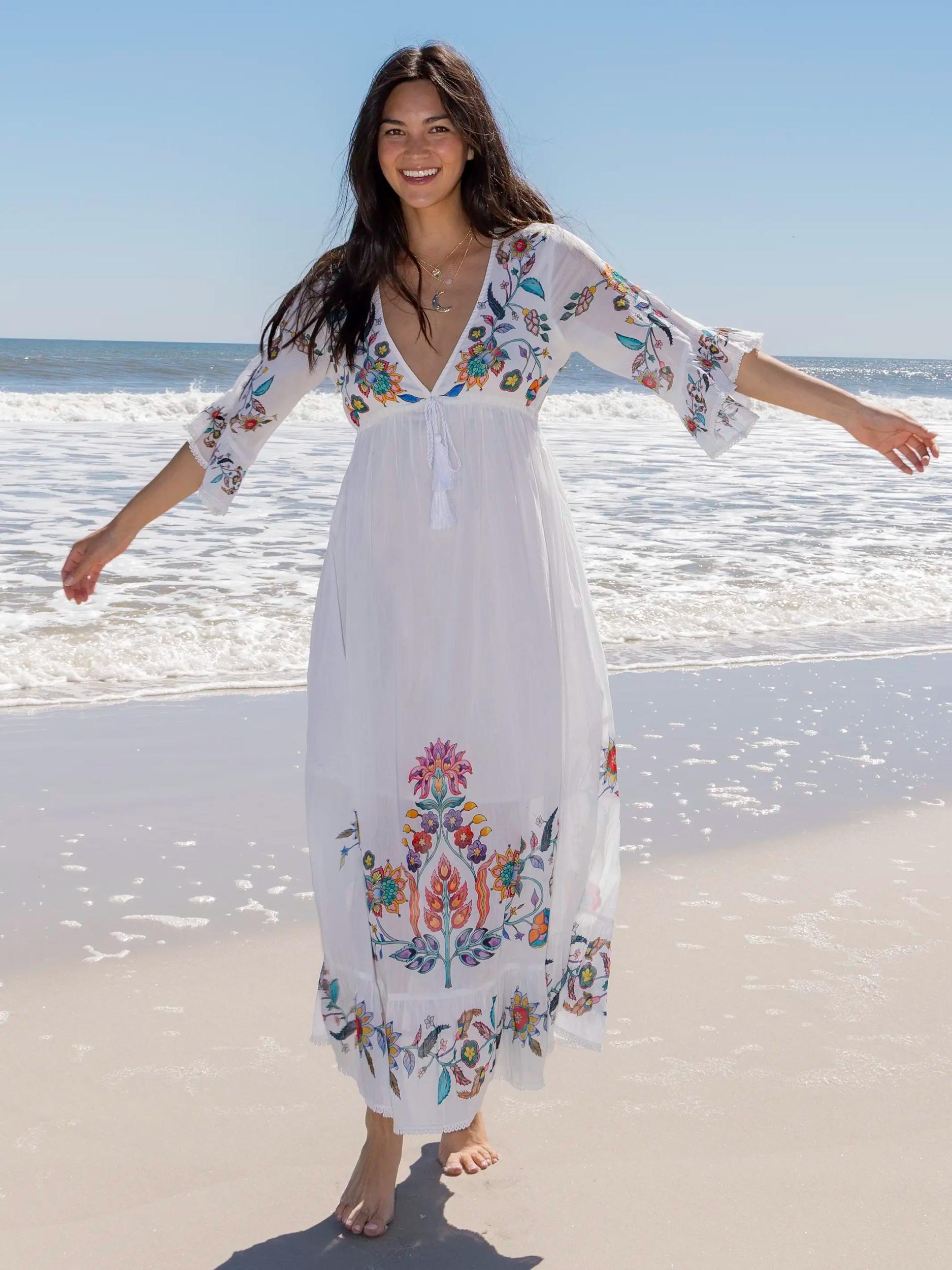 Capri Cotton Maxi Dress - White Product Image