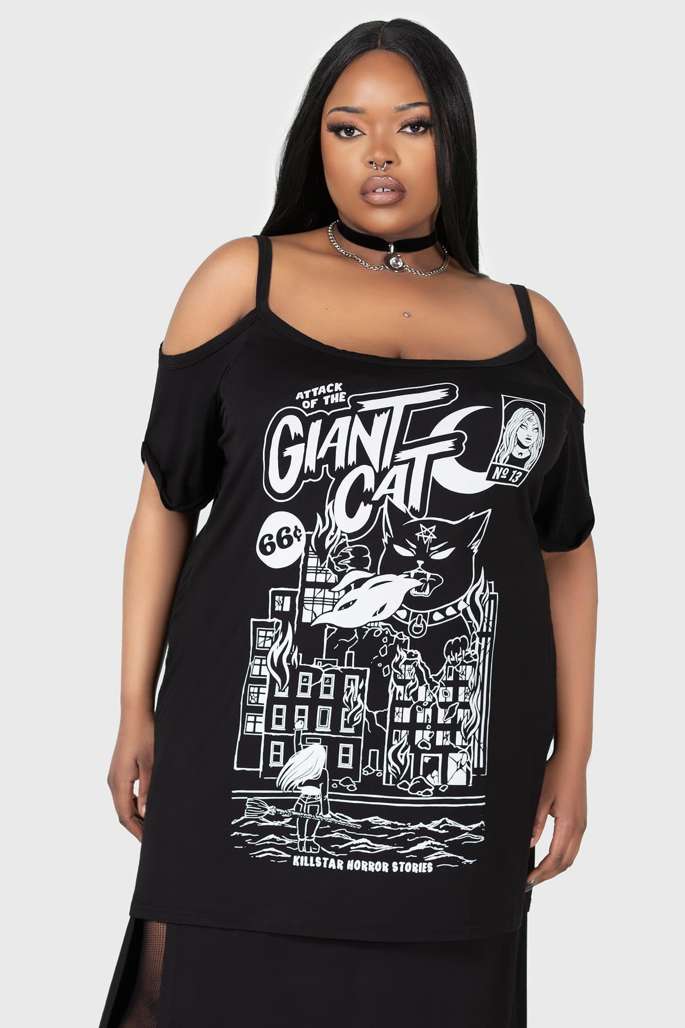 Cat Attack Distress Top - Resurrect Female Product Image
