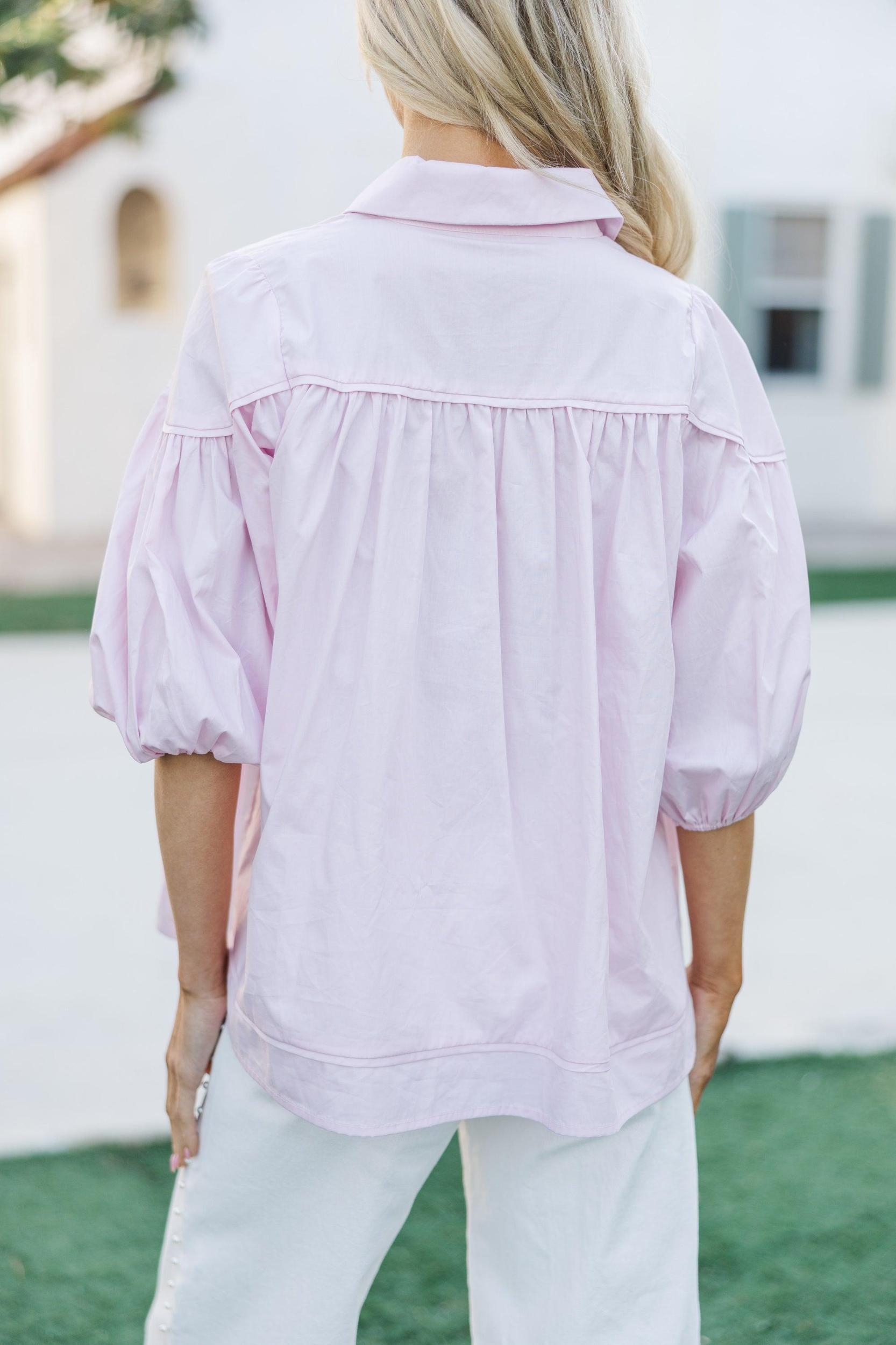 Better Than You Know Pink Puff Sleeve Blouse Female Product Image