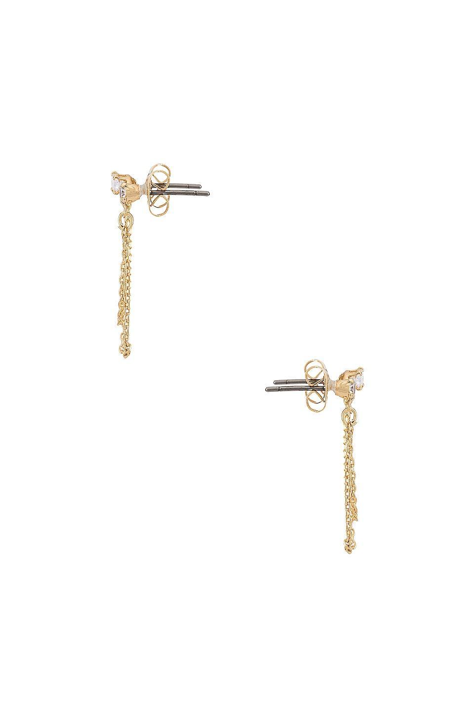 Ettika Draped Chain Double Piercing Earrings in 18K Gold Plate Product Image
