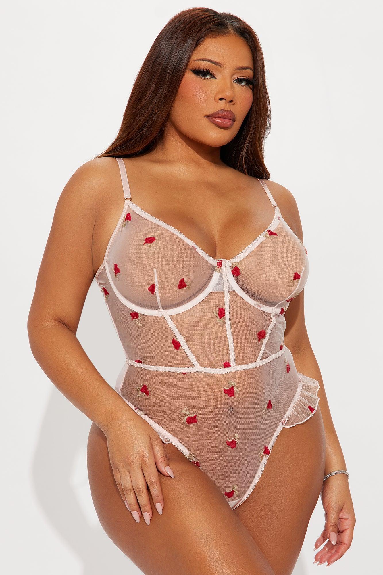 Love Me Lots Mesh Thong Teddy - Pink/combo Product Image
