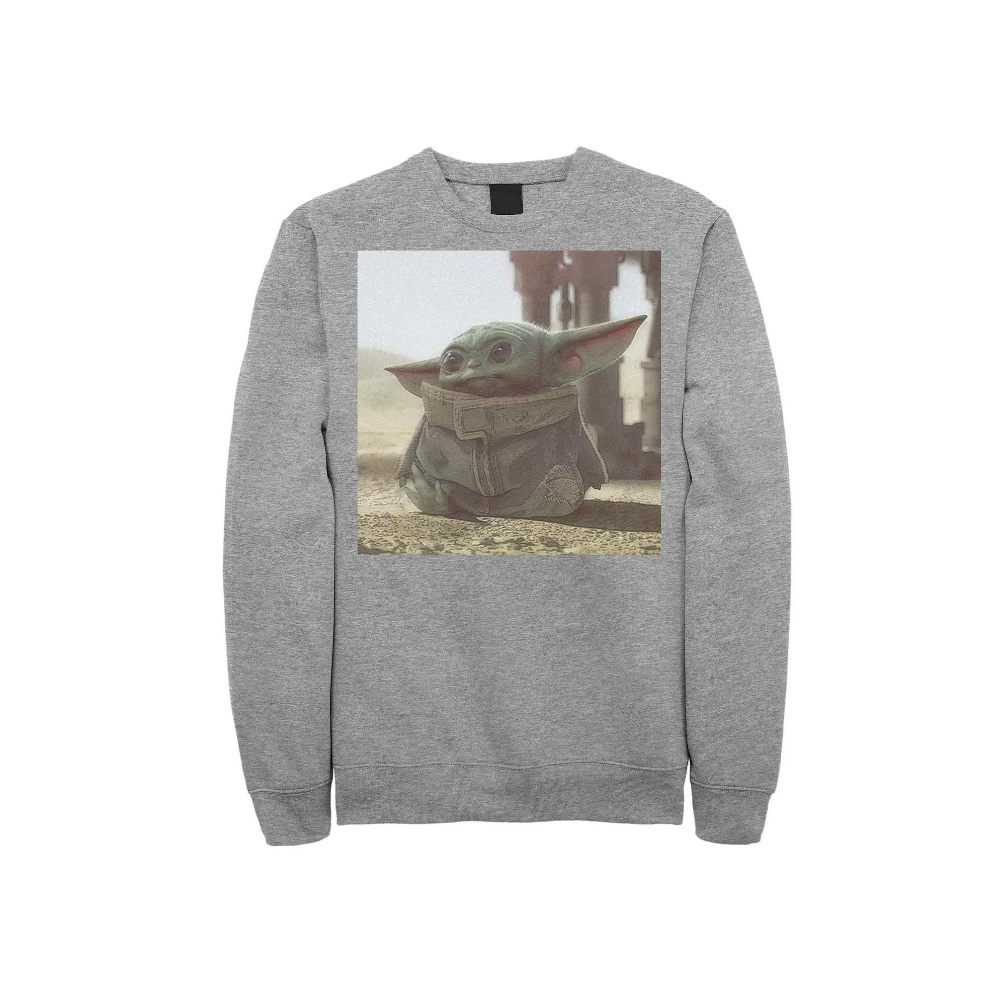 Men's Star Wars The Mandalorian The Child aka Baby Yoda Photograph Sweatshirt, Size: XL, Black Product Image