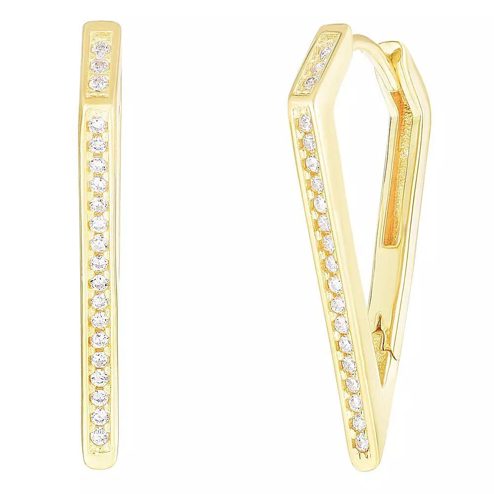 Sunkissed Sterling Sterling Silver Cubic Zirconia Pointed Hoop Earrings, Women's, Silver Tone Product Image