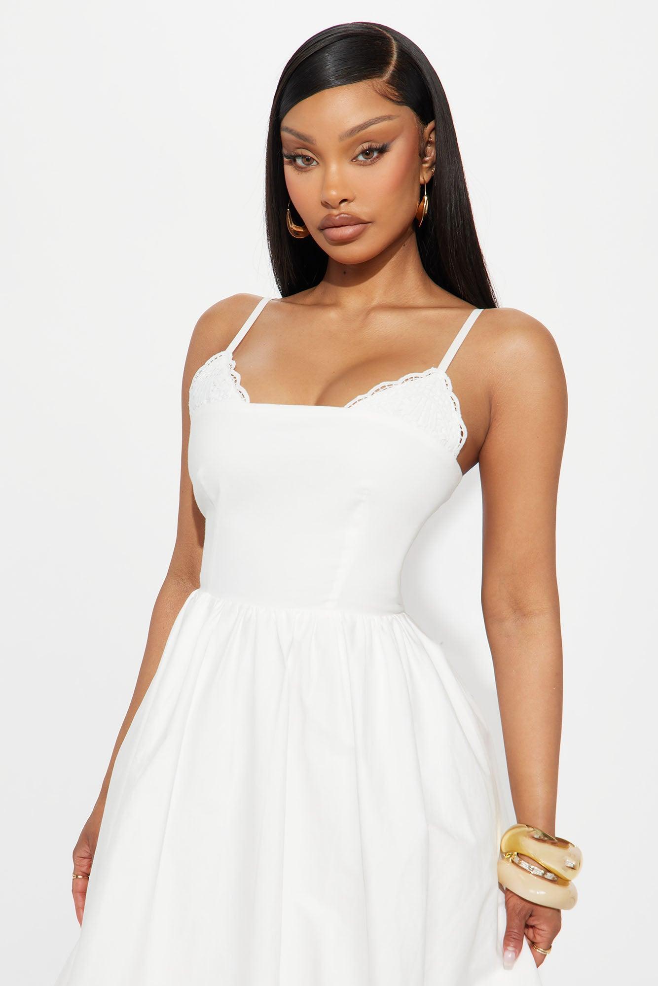 Willow Poplin Bubble Midi Dress - Off White Product Image