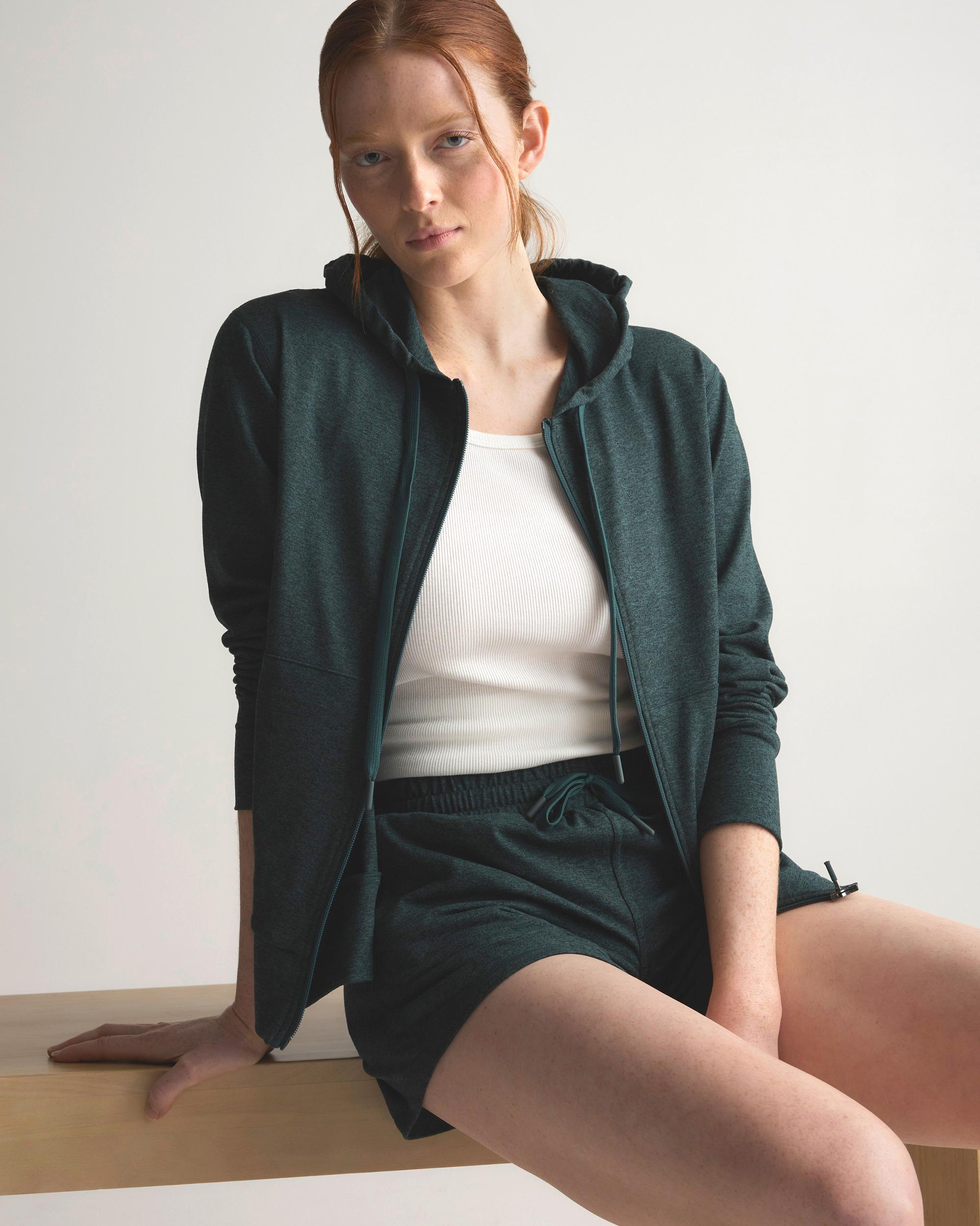 Quince | Women's Super Soft Performance Full Zip Hoodie Flowknit Activewear, Size XS, Recycled Polyester Product Image