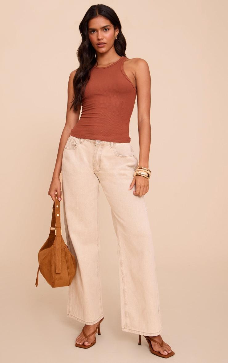 Washed Stone Low Rise Wide Leg Jeans Product Image