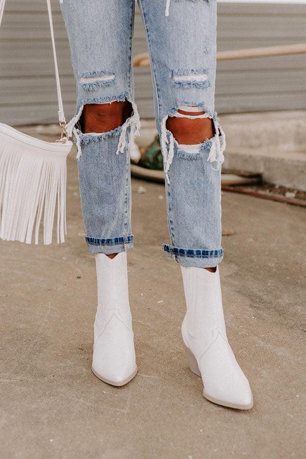 The Banter Faux Leather Boot in White Product Image
