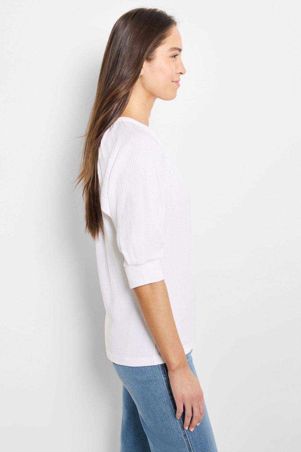 Crinkle Knit Cafe Top- Paper White Product Image