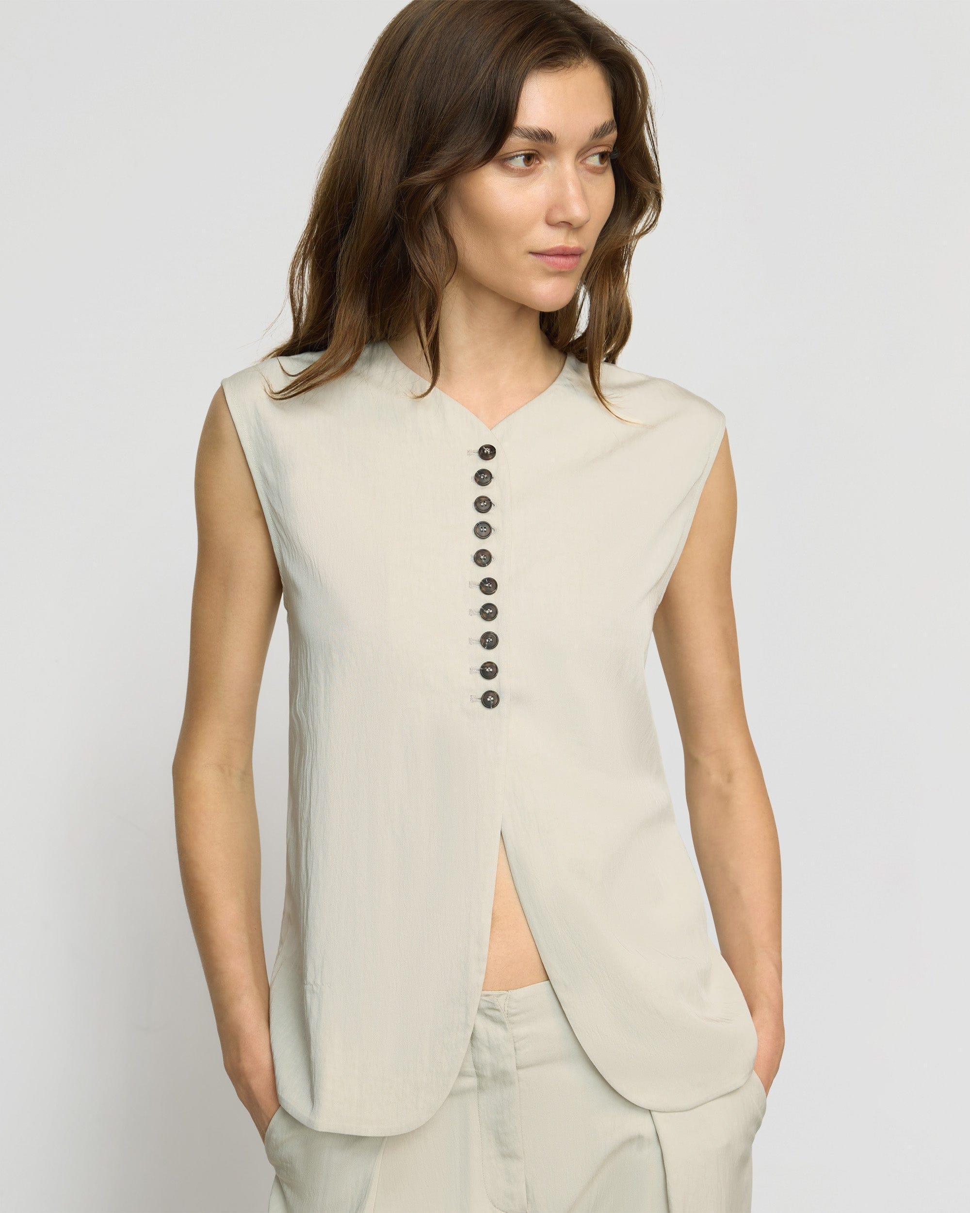 Zhou Tie-Back Button Vest Product Image