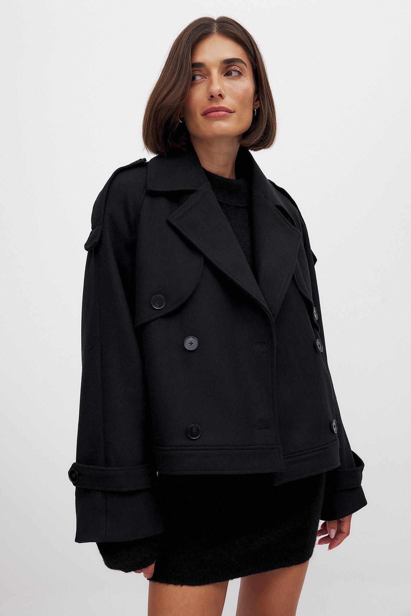 Short Wool Blend Raglan Jacket Product Image