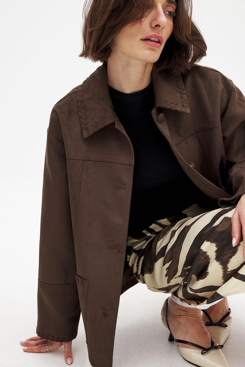 Faux Suede Seam Detail Jacket Product Image