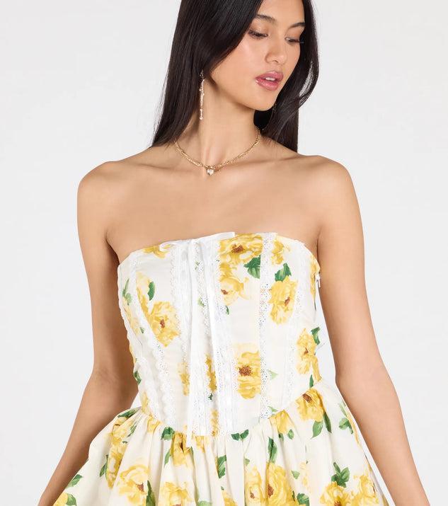 Idea Of Bliss Corset Lace-Up Floral Skater Dress Product Image