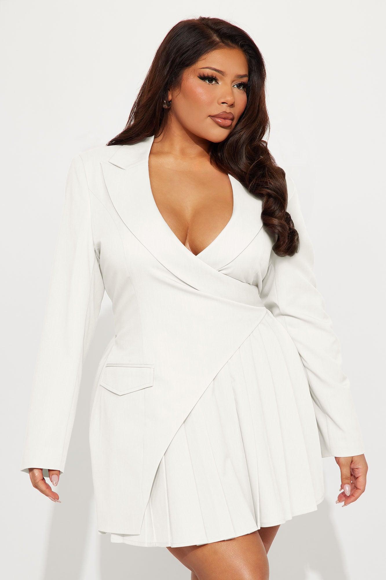 Delani Mini Blazer Dress - White Product Image
