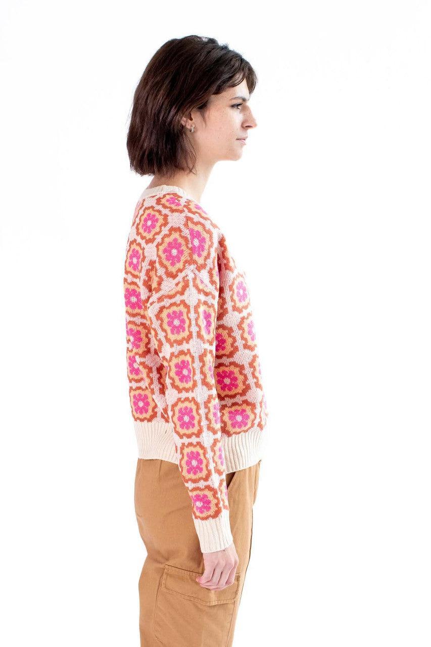 Rose Combo Granny Square Cardigan Product Image