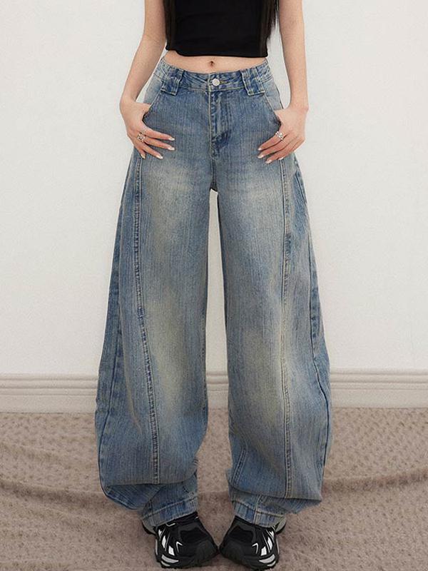 Versatile Wide-Legged Boyfriend Jeans Product Image