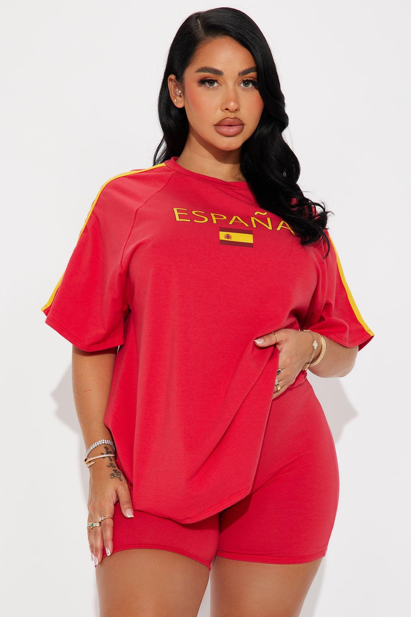 Espana Babe Biker Short Set - Red Product Image