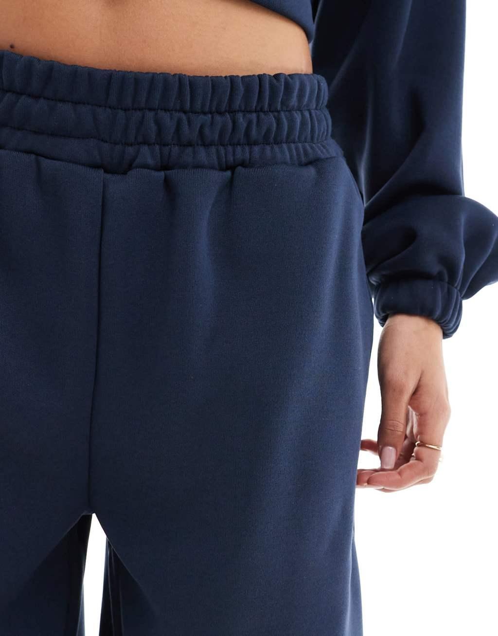 ASOS DESIGN oversized barrel leg sweatpants in navy - part of a set Product Image