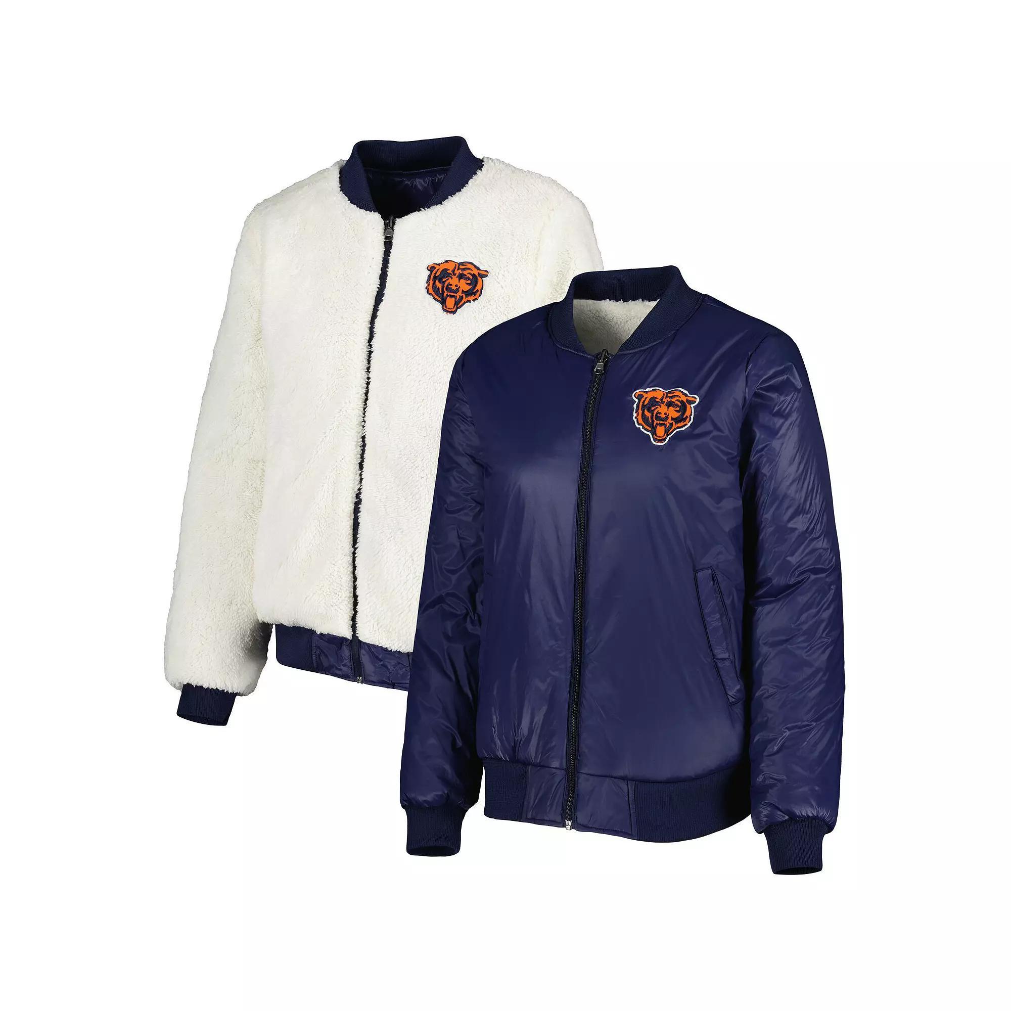 Women's G-III 4Her by Carl Banks Oatmeal/Navy Chicago Bears Switchback Reversible Full-Zip Jacket, Size: XL, Team Product Image