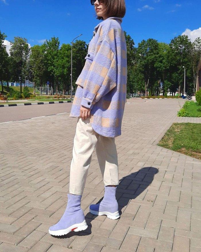 Single-breasted Plaid Loose Coat Product Image