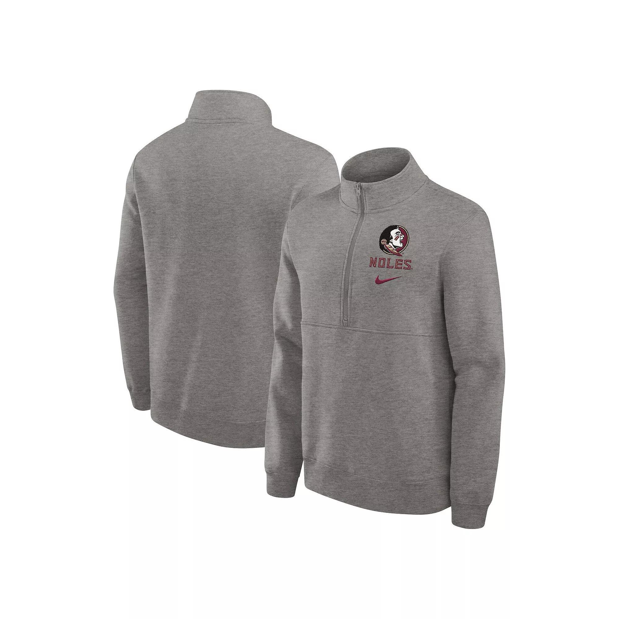 Men's Nike Heather Gray Clemson Tigers Primetime Club Half-Zip Sweatshirt, Size: 2XL, Grey Product Image