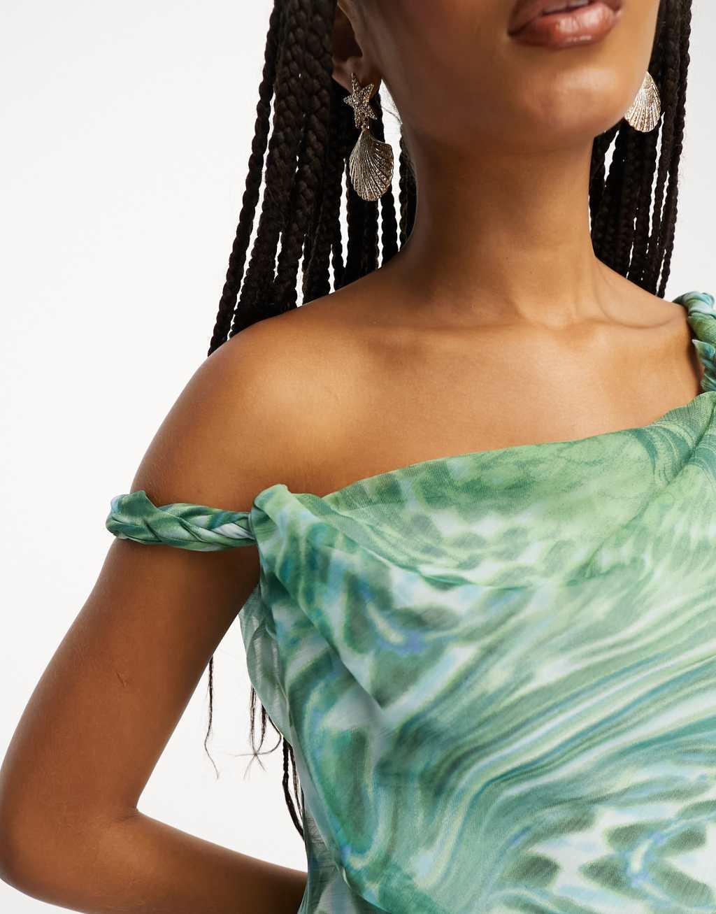 ASOS DESIGN twist off shoulder maxi dress Product Image
