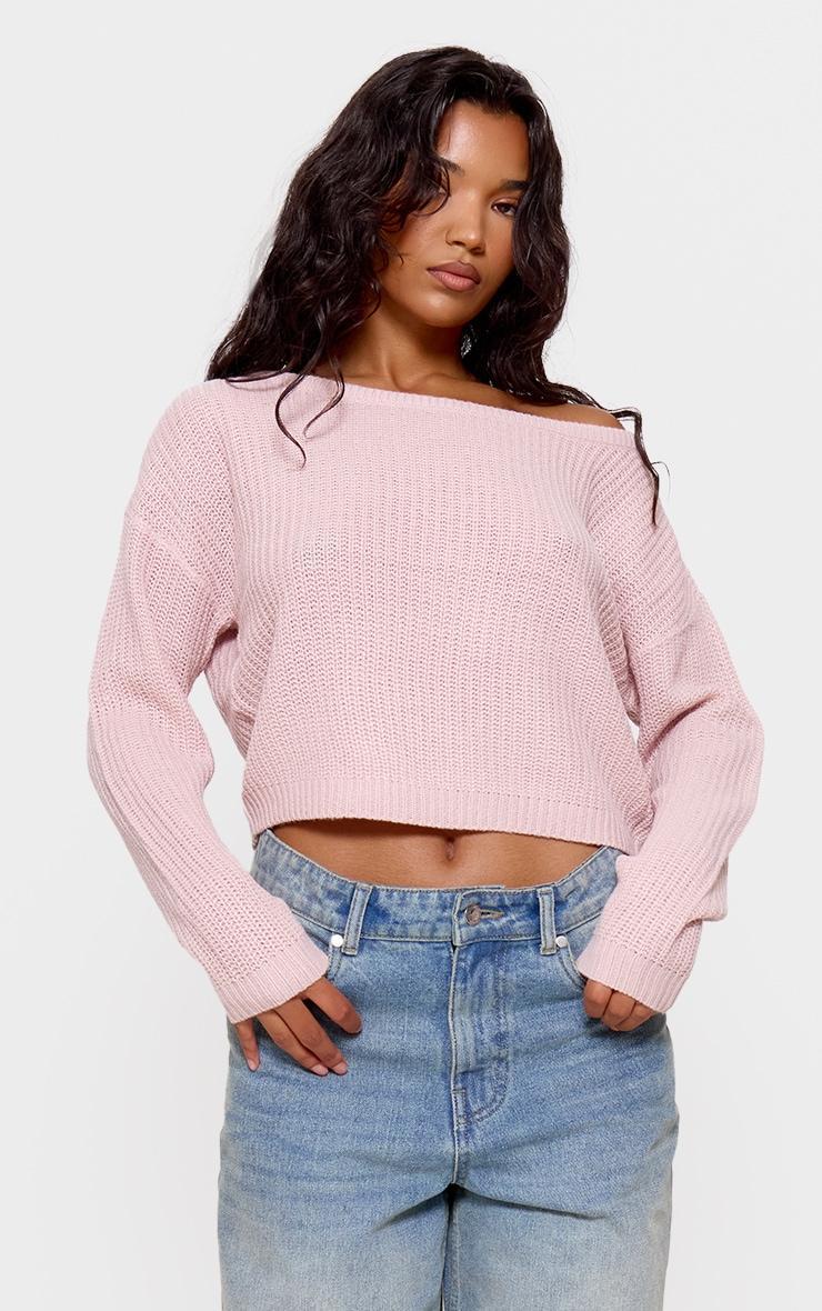 Blush Off The Shoulder Knitted Sweater Product Image