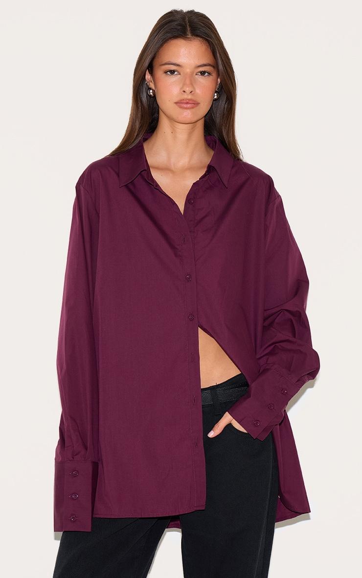 Plum Oversized Cuff Shirt Product Image