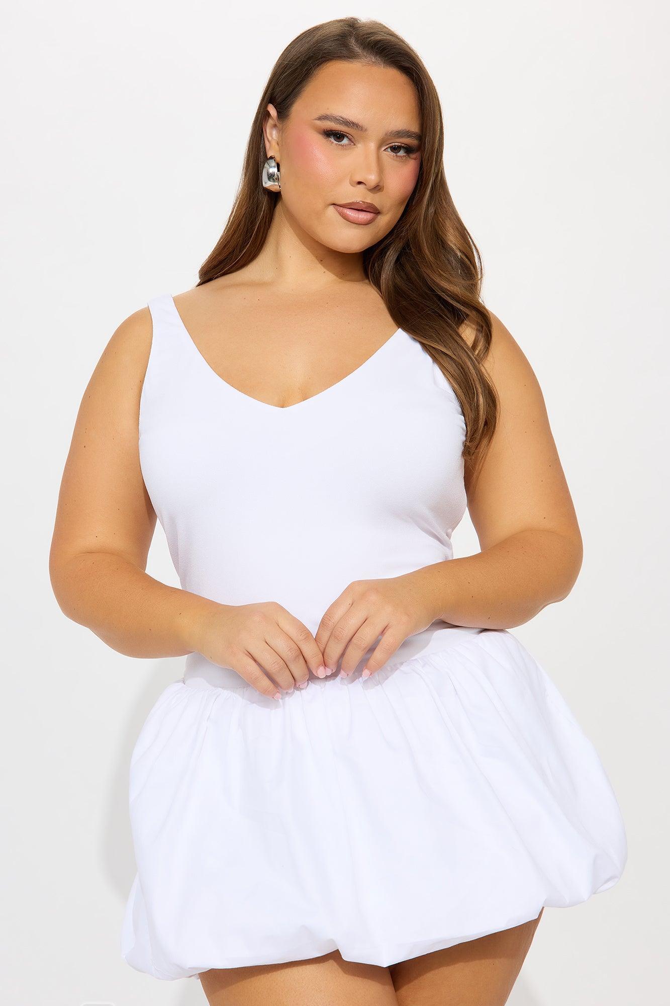 Athena Bubble Mini Dress - White Product Image