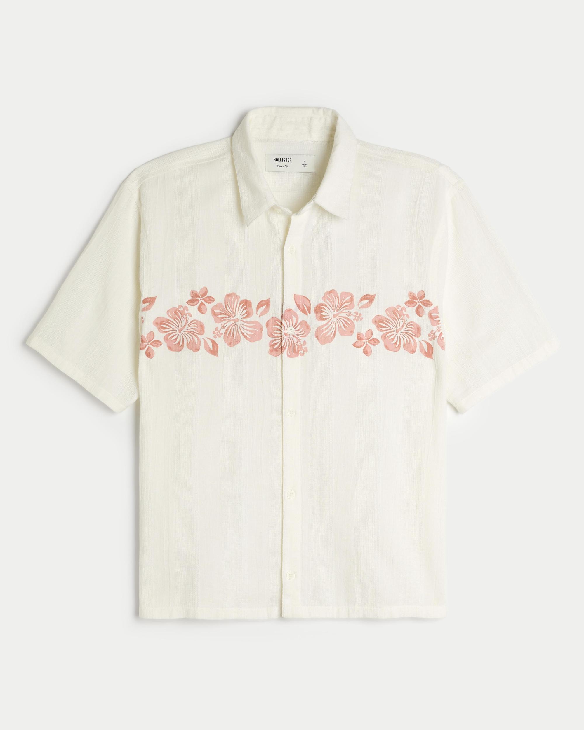 Boxy Short-Sleeve Pattern Shirt Product Image